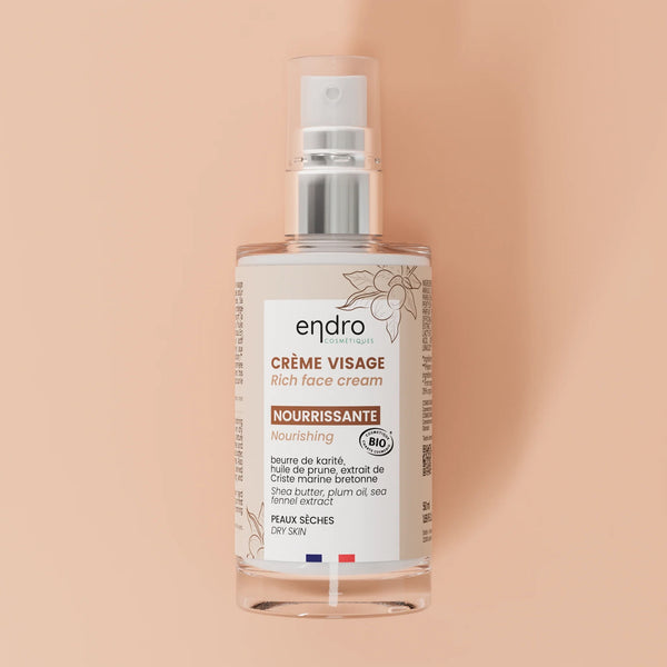 Crème visage nourrissante bio - karité et huile de prune - Peau sèche - Endro - 50 mL