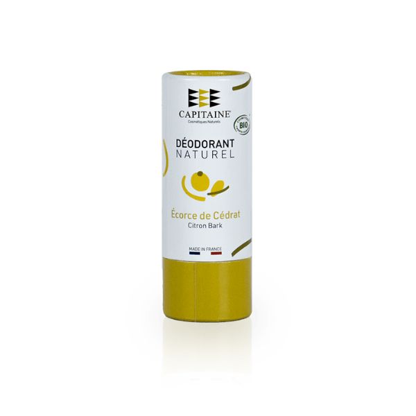 Déodorant solide bio - Écorce de Cédrat - Argile blanche & Bicarbonate naturel - Capitaine Cosmétiques - 60 gr