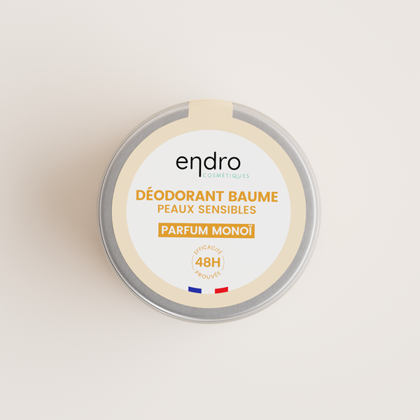 Baume déodorant bio sans bicarbonate - Peau sensible - Parfum Monoï - Endro - 50 mL