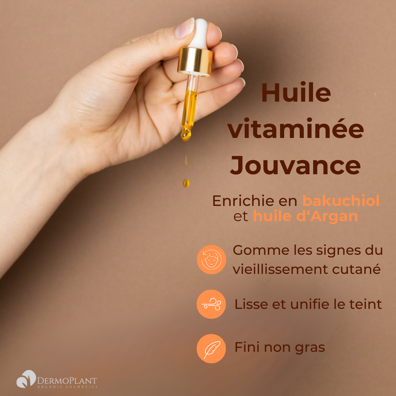 Jouvance vitaminized face oil - Bakuchiol &amp; Vitamin C - All skin types - DermoPlant - 30 ml 