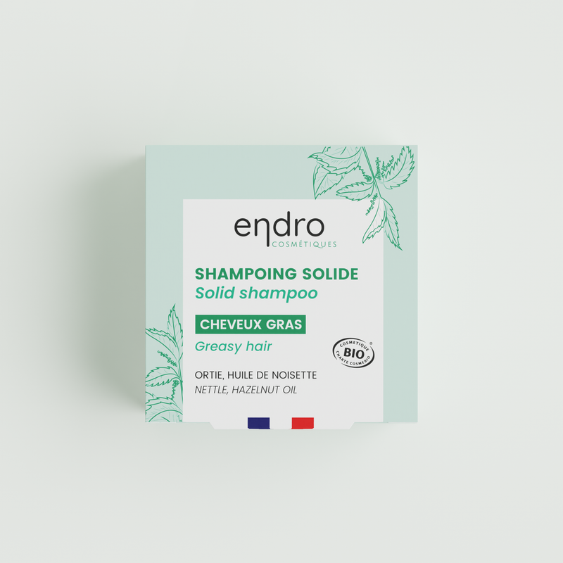 Shampoing solide bio - Ortie, Huile de noisette - Cheveux gras - Endro - 85 ml