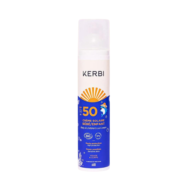 Crème solaire bio bébé & enfant SPF50 - Sans parfum - Kerbi - 100 gr