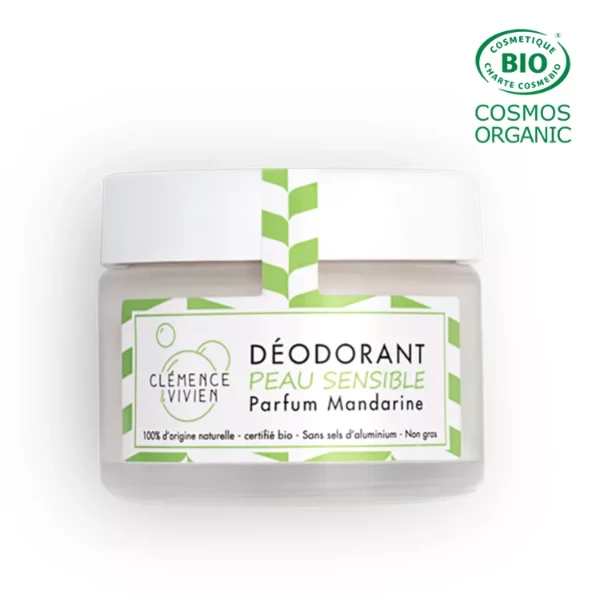 Déodorant naturel - Peau sensible - Mandarine - Clémence & Vivien - 50 gr