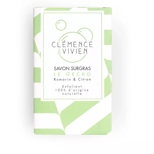 Savon saponifié à froid "Le Gecko" - Romarin Citron - Peaux et Cheveux - Clémence & Vivien - 100 gr