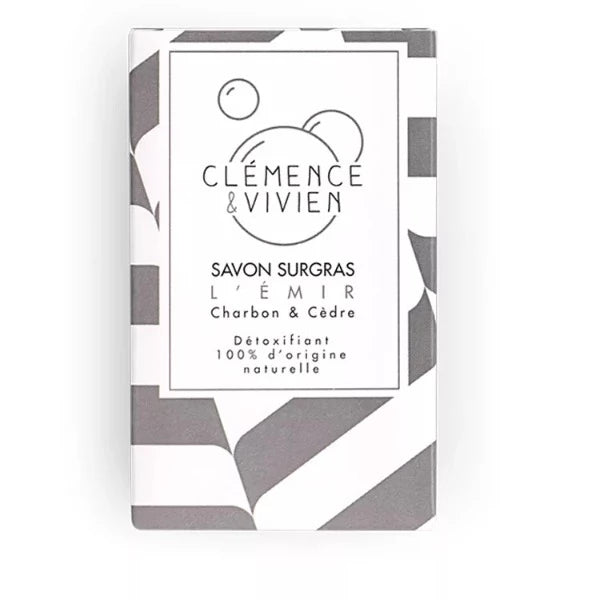 Savon saponifié à froid "L'émir" - Charbon Cèdre - Peaux et cheveux - Clémence & Vivien - 100 gr