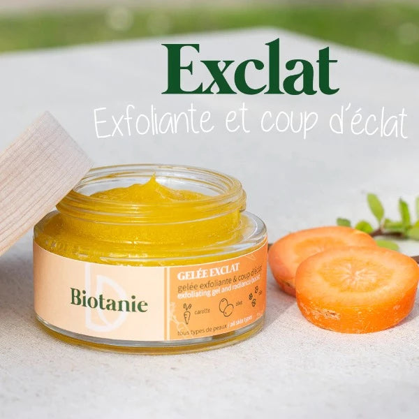 Gelée Exclat "Exfoliante & Coup d'Éclat" - Mâcérat de carotte - Tout type de peau - Biotanie - 50 ml 