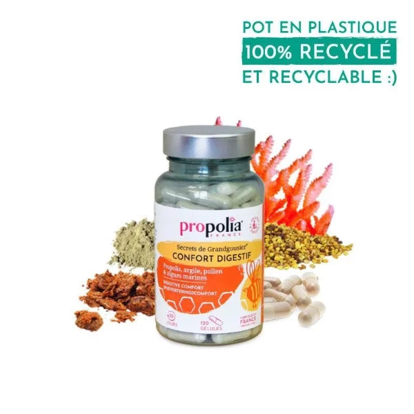 Compléments alimentaires Confort Digestif - Propolis, Argile, Pollen, Algues marines - Propolia - 120 gélules