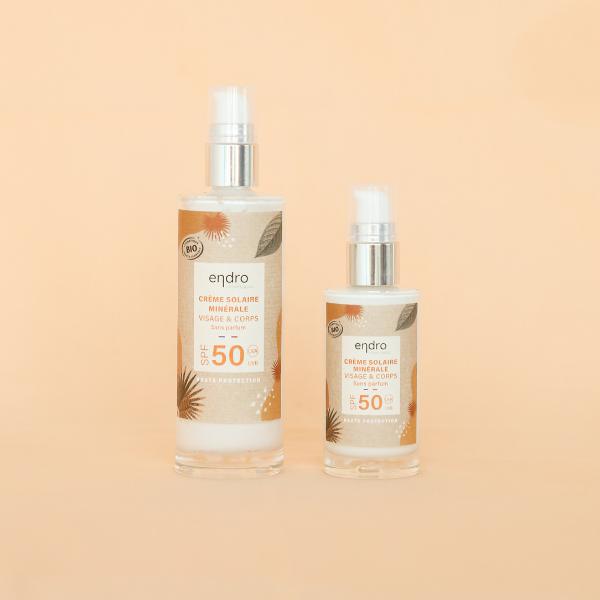 Crème solaire minérale bio SPF 50 - Visage et Corps - Sans parfum - Endro