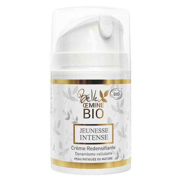Crème anti-âge "Jeunesse Intense" - Hydrolat de Bleuet, Thé Vert et Camomille - Peaux matures et fatiguées - Belle Oemine Bio - 50 mL