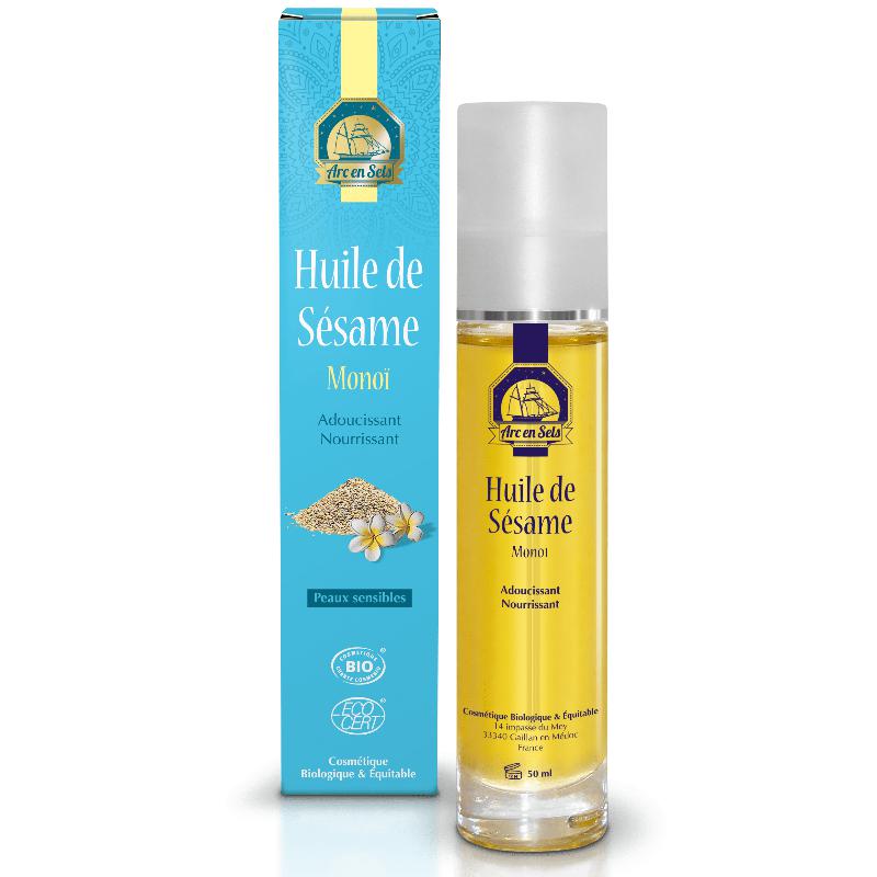 Huile de Sésame Monoï - Adoucissante, Nourrissante - Peau sensible - Arc en Sels - 50 mL