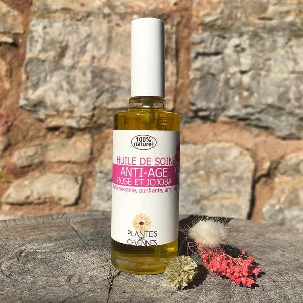 Huile bio anti-âge Rose & Jojoba - Peau mature - Plantes des Cévennes - 50 mL