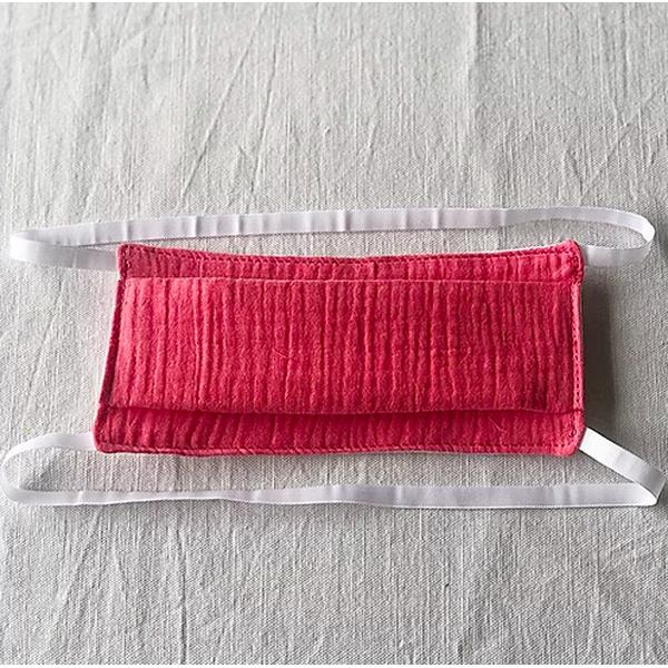 Masque en gaze de coton corail - élastiques derrière oreilles