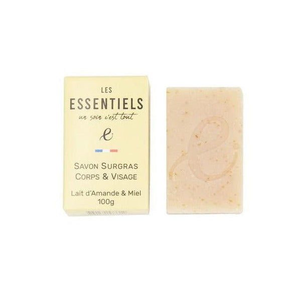 Savon surgras bio Lait d'amande et Miel - Visage et corps - Peau fragile et irritée- Savonnerie Les essentiels - 100 gr