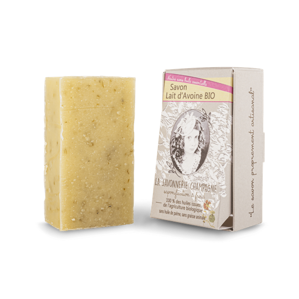 Savon surgras au lait d'avoine bio - Sans huile essentielle - Peau sèche et sensible - Savonnerie Champagne - 100 gr