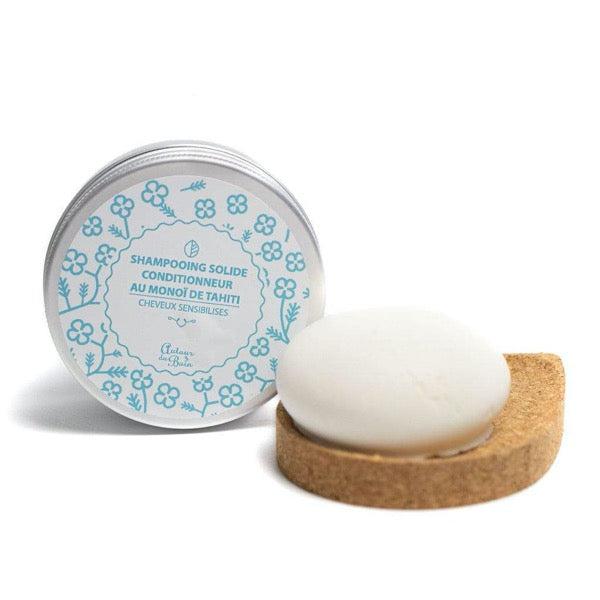 Shampoing solide huile de Monoï de Tahiti + boite alu - Cheveux secs et fragilisés - 85 gr - Autour du Bain